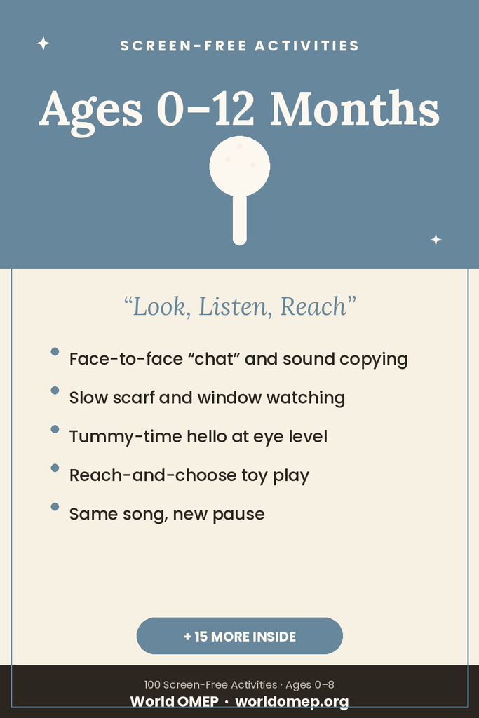 Ages 0–12 months: Look, listen, reach